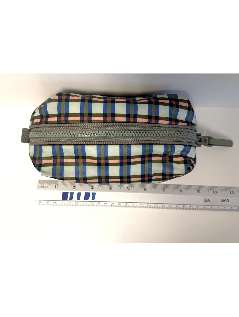 Kate Spade Plaid Nylon Cosmetic Case Makeup Bag Pouch